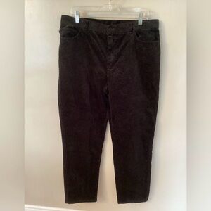 Lauren Ralph Lauren Paisley Embossed Black Velvet Zip Front Pants Womens Size 16